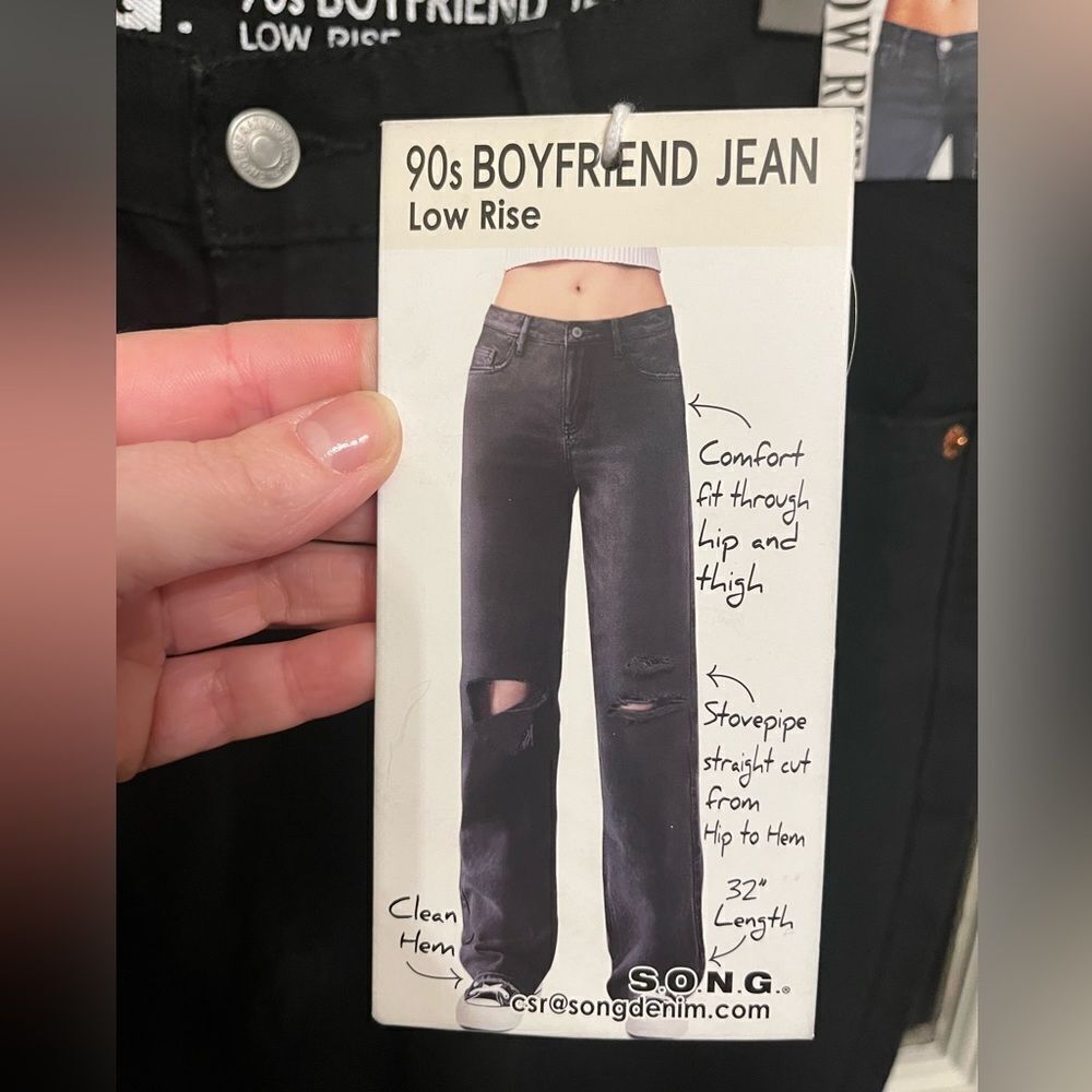 Low rise Boyfriend Black Denim Pants
